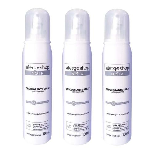 KIT 3 Desodorante Spray Masculino Noir Hipoalergênico Alergoshop 100ml incolor KIT 3 Desodorante Spray Masculino Noir Hipoalergênico Alergoshop 100ml incolor