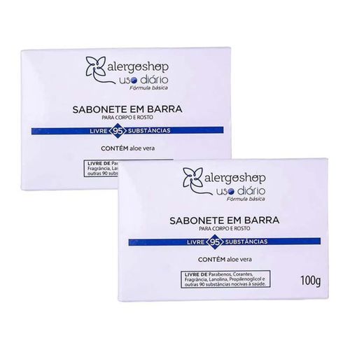 KIT 2 Sabonete em barra Uso Diário Alergoshop 100g 90g Branca