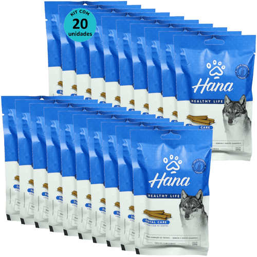 Snacks Hana Healthy Life Dental Care Cuidado C/ Os Dentes P/ Cães Adultos 100g - Kit C/ 20 unid. Snacks Hana Healthy Life Dental Care Cuidado C/ Os Dentes P/ Cães Adultos 100g - Kit C/ 20 unid.