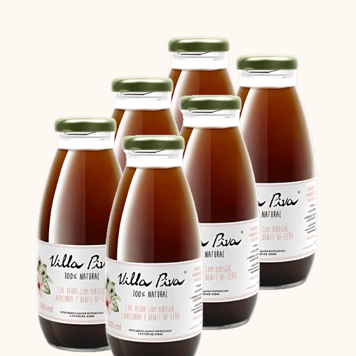 Kit 6X: Chá Verde com Dente de Leão, Cavalinha e Hibisco Sem Açúcar Villa Piva 300ml Kit 6X: Chá Verde com Dente de Leão, Cavalinha e Hibisco Sem Açúcar Villa Piva 300ml