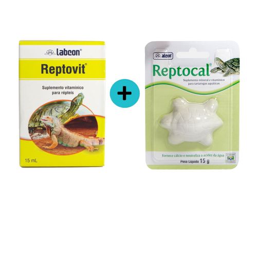 Kit Suplemento Alcon Labcon Reptovit 15ml + Suplemento Alcon Reptocal 15g
