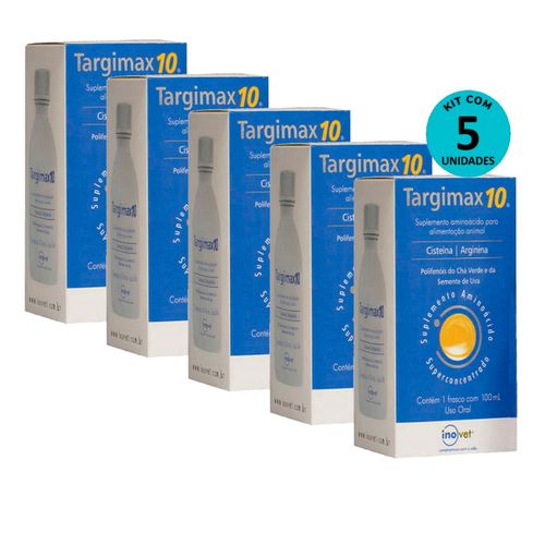 Kit 5 Targimax 10 Suplemento Animal 100ml- Inovet