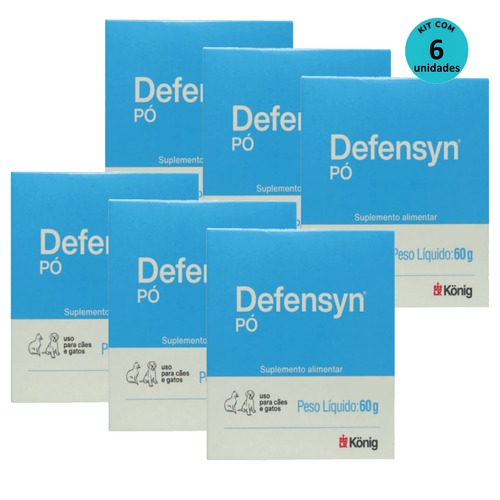 Kit 6 Suplemento Alimentar Defensyn Pó König 60g p/ Cães e Gatos