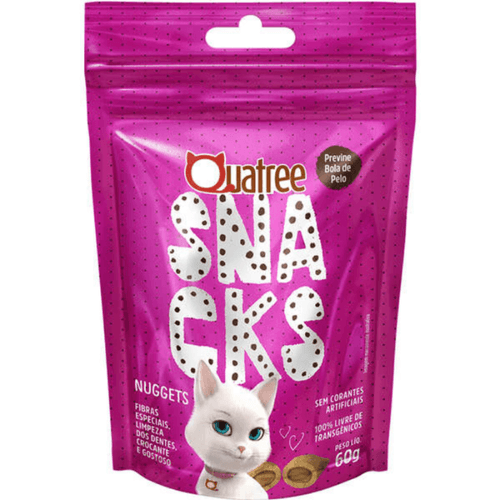 Petisco Quatree Snacks Nuggets para Gatos Anti Bola de Pelo 60g 60g