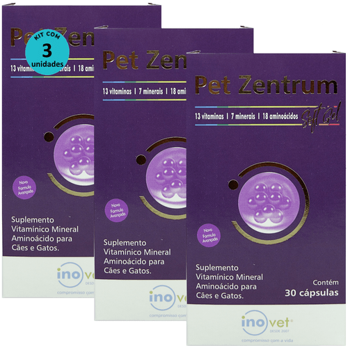 PET ZENTRUM SOFT GEL COM 30 CÁPSULAS PARA CÃES E GATOS KIT COM 3