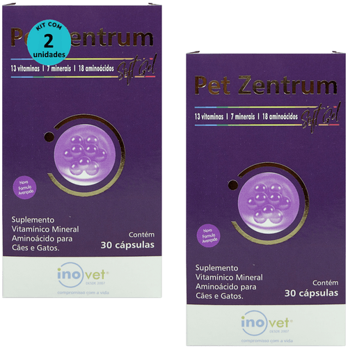 PET ZENTRUM SOFT GEL COM 30 CÁPSULAS PARA CÃES E GATOS KIT COM 2