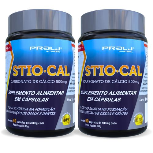 STIO-CAL 500MG CARBONATO DE CÁLCIO 60 CÁPSULAS KIT 2