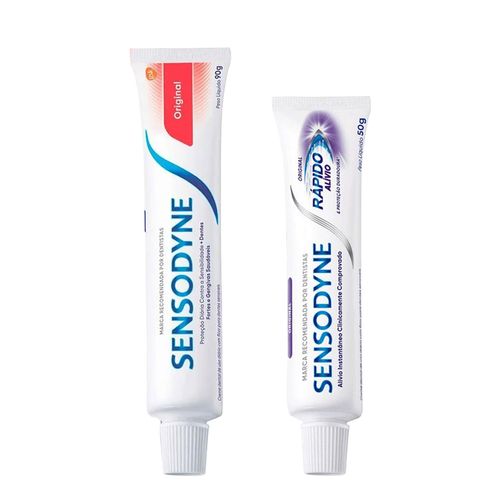 Kit-Sensodyne-Dentes-Sensiveis-Pasta-de-Dente-Original-90g---Pasta-de-Dente-Rapido-Alivio-50g