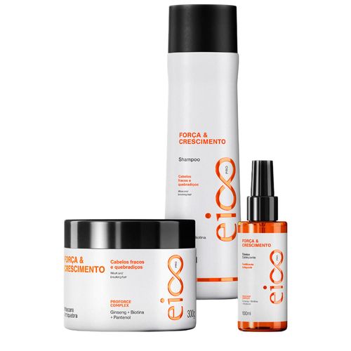 Kit Eico Pro Força e Crescimento - Shampoo 300ml + Máscara 300ml + Tônico 100ml NULO Kit Eico Pro Força e Crescimento - Shampoo 300ml + Máscara 300ml + Tônico 100ml NULO