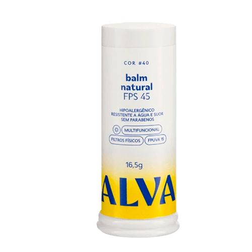 Alva Balm Natural FPS 45 Cor 40 - Base Protetor 16,5g 40 Alva Balm Natural FPS 45 Cor 40 - Base Protetor 16,5g 40