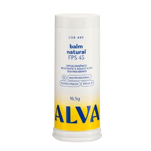 Alva Balm Natural FPS 45 Cor 80 - Base Protetor 16,5g 80 Alva Balm Natural FPS 45 Cor 80 - Base Protetor 16,5g 80
