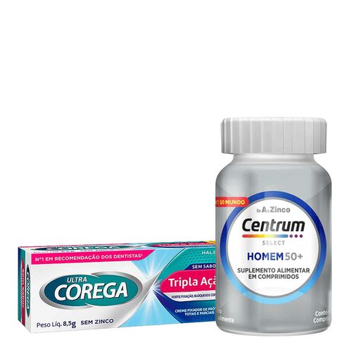 Kit-Centrum-Select-Homem-50--60-Comprimidos---Corega-Creme-sem-Sabor-Ultra-8-5g Kit-Centrum-Select-Homem-50--60-Comprimidos---Corega-Creme-sem-Sabor-Ultra-8-5g