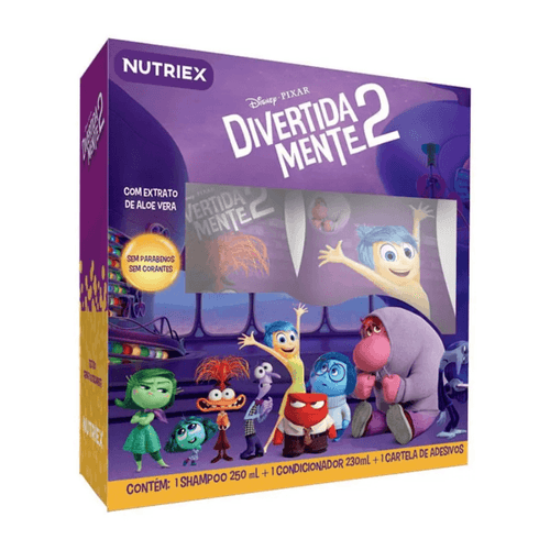 Kit Shampoo Nutriex Disney Divertida Mente 2 250ml + Condicionador Nutriex Disney Divertida Mente 2 230ml + Cartela de A