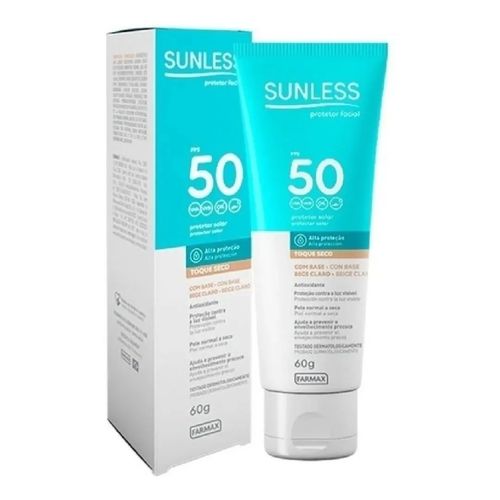 Protetor Solar Sunless FPS 50 Toque Seco Cor Bege Claro 60g Protetor Solar Sunless FPS 50 Toque Seco Cor Bege Claro 60g