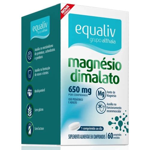Suplemento Alimentar Equaliv Magnésio Dimalato 650mg - 60cpr Suplemento Alimentar Equaliv Magnésio Dimalato 650mg - 60cpr