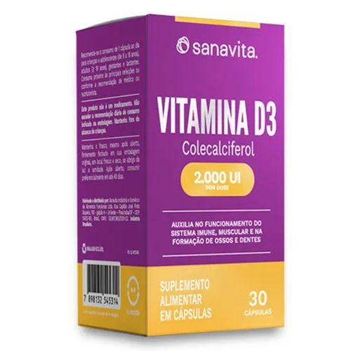 Suplemento Alimentar Vitamina D3 2.000UI Sanavita 30cps
