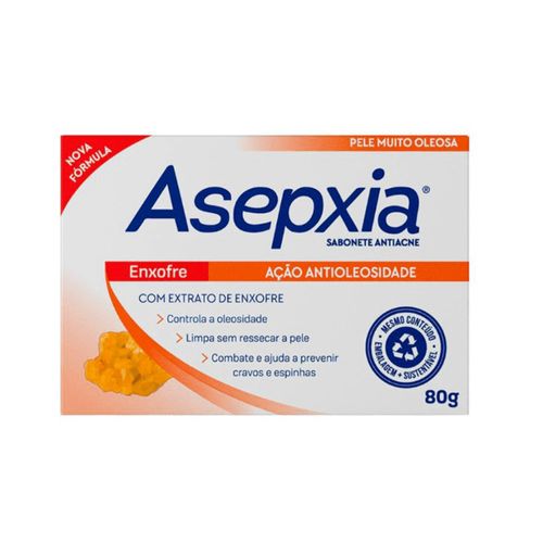 Asepxia Enxofre Sabonete Antiacne 80g Asepxia Enxofre Sabonete Antiacne 80g