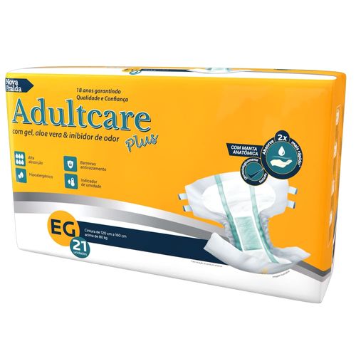 Fralda Geriátrica Adultcare Plus - Tamanho EG - Com 21 fraldas Fralda Geriátrica Adultcare Plus - Tamanho EG - Com 21 fraldas