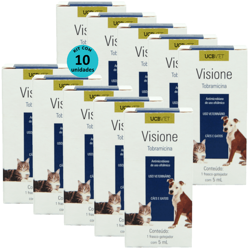 Visione Colírio Tobramicina 5ml Para Cães e Gatos ucbvet Kit Com 10 Visione Colírio Tobramicina 5ml Para Cães e Gatos ucbvet Kit Com 10