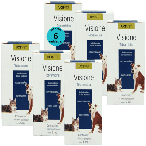 Visione Colírio Tobramicina 5ml Para Cães e Gatos ucbvet Kit Com 6 Visione Colírio Tobramicina 5ml Para Cães e Gatos ucbvet Kit Com 6