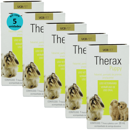 Therax Puppy 20ml Vermífugo Para Cães ucbvet Kit Com 5 Therax Puppy 20ml Vermífugo Para Cães ucbvet Kit Com 5