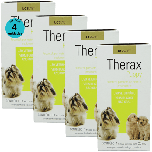 Therax Puppy 20ml Vermífugo Para Cães ucbvet Kit Com 4 Therax Puppy 20ml Vermífugo Para Cães ucbvet Kit Com 4