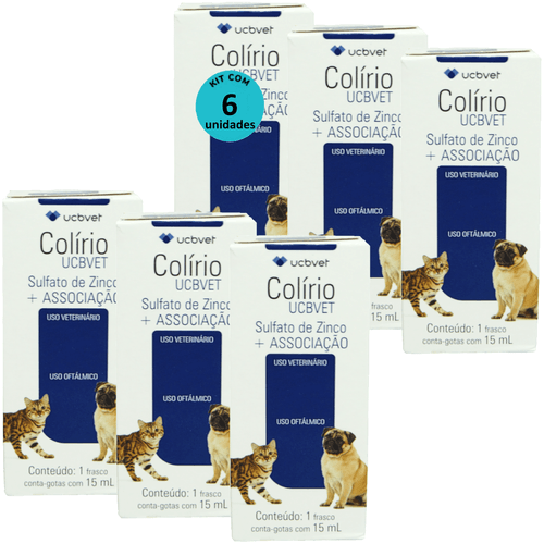 Colírio UCBVET 15ml Para Cães Kit Com 6 Unidades