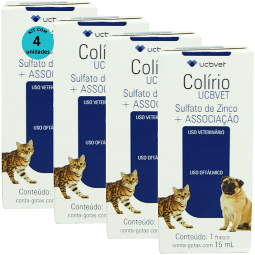 Colírio UCBVET 15ml Para Cães Kit Com 4 Unidades