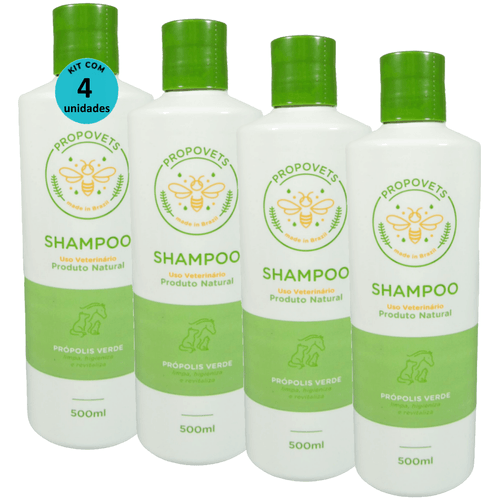 Shampoo Natural Propovets Própolis Verde Cães Gatos Equinos 500ml Kit Com 4 Unidades Shampoo Natural Propovets Própolis Verde Cães Gatos Equinos 500ml Kit Com 4 Unidades