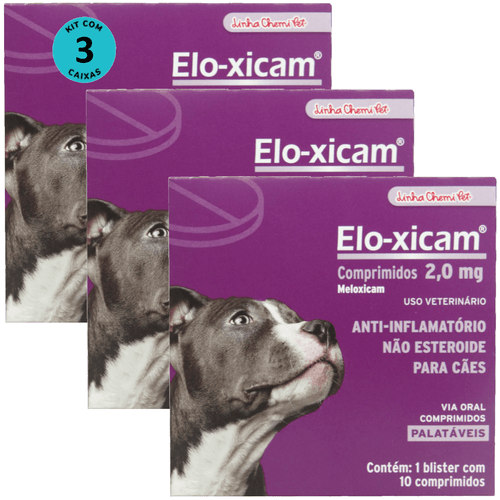 Elo-xicam 2,0mg Com 10 Comprimidos Para Cães Chemitec Kit Com 3 Elo-xicam 2,0mg Com 10 Comprimidos Para Cães Chemitec Kit Com 3