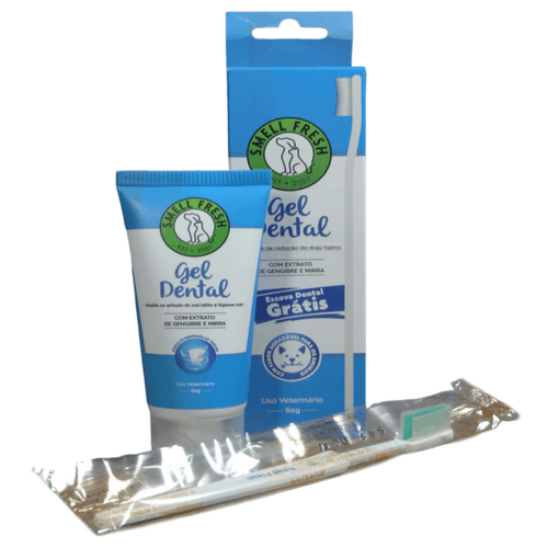 Gel Dental Cães e Gatos 60g Com Escova Grátis Smell Fresh Gel Dental Cães e Gatos 60g Com Escova Grátis Smell Fresh