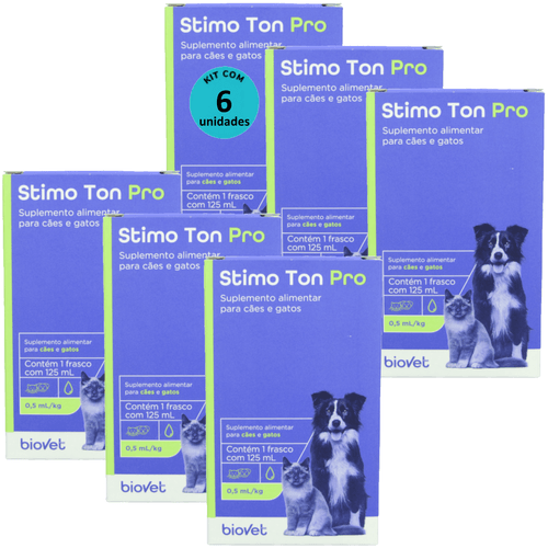 Stimo Ton Pro 125ml Para Cães e Gatos Biovet Kit Com 6 Stimo Ton Pro 125ml Para Cães e Gatos Biovet Kit Com 6