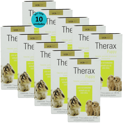 Therax Puppy 20ml Vermífugo Para Cães ucbvet Kit Com 10