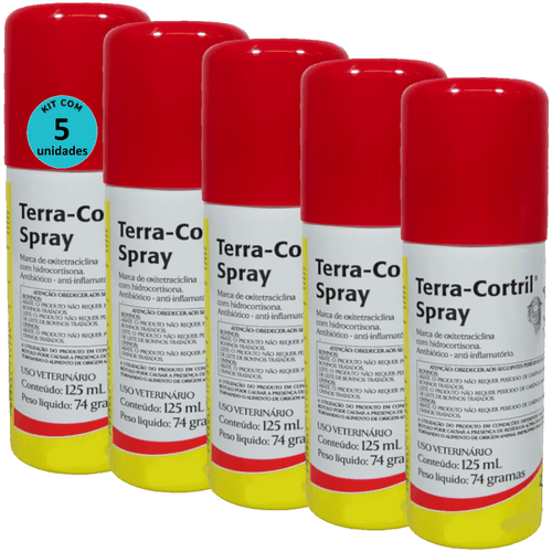 Terra-Cortril Spray 125ml Zoetis Kit com 5 Terra-Cortril Spray 125ml Zoetis Kit com 5