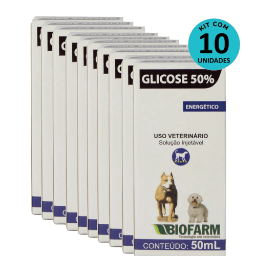 Kit Suplemento Glicose 50% Biofarm 50ml - 10 unidades Kit Suplemento Glicose 50% Biofarm 50ml - 10 unidades