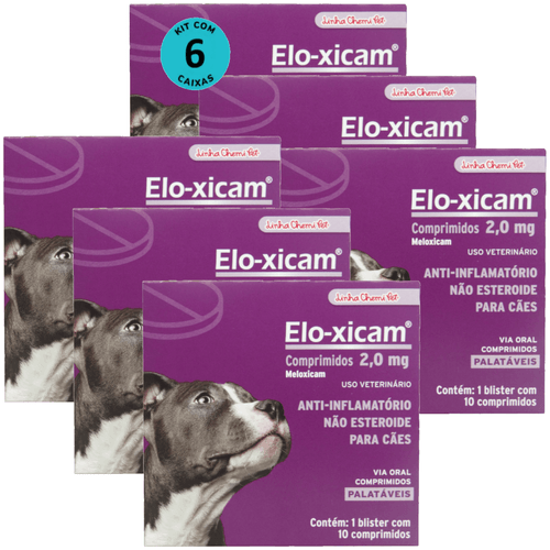 Elo-xicam 2,0mg Com 10 Comprimidos Para Cães Chemitec Kit Com 6 Elo-xicam 2,0mg Com 10 Comprimidos Para Cães Chemitec Kit Com 6