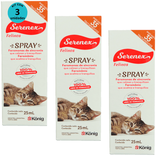 Serenex Spray 25ml Para Gatos Kit Com 3 unidades