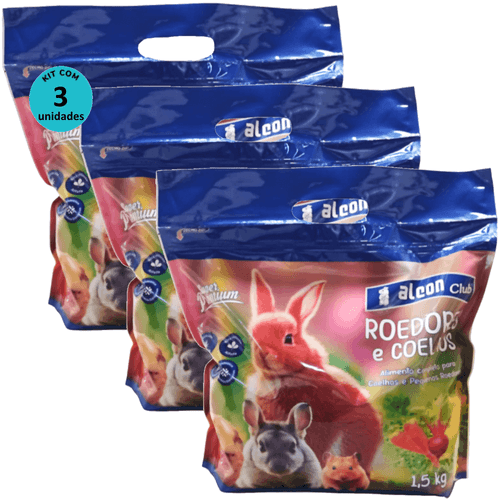 Alcon Club Roedores e Coelhos 1,5Kg Super Premium Kit Com 3
