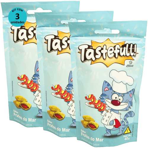 Hana Tastefull Nuggets Para Gatos Frutos do Mar 40g Kit 3 un