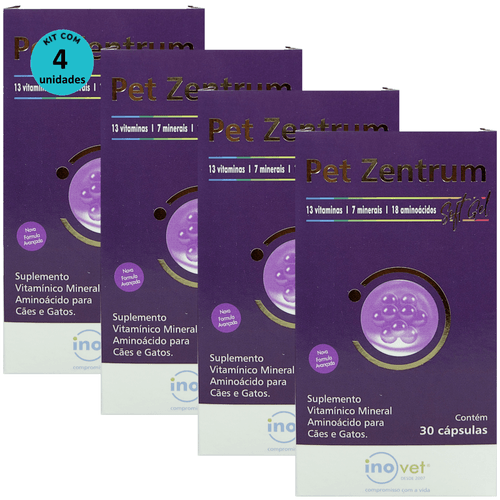 PET ZENTRUM SOFT GEL COM 30 CÁPSULAS PARA CÃES E GATOS KIT COM 4 PET ZENTRUM SOFT GEL COM 30 CÁPSULAS PARA CÃES E GATOS KIT COM 4