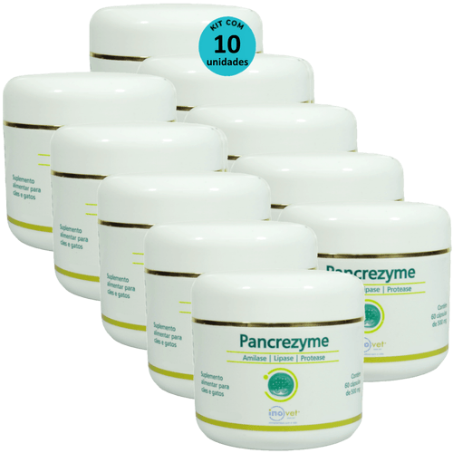 Pancrezyme 60 Cápsulas 500mg Para Cães e Gatos Inovet Kit Com 10 Pancrezyme 60 Cápsulas 500mg Para Cães e Gatos Inovet Kit Com 10
