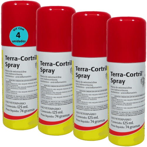 Terra-Cortril Spray 125ml Zoetis Kit com 4 Terra-Cortril Spray 125ml Zoetis Kit com 4