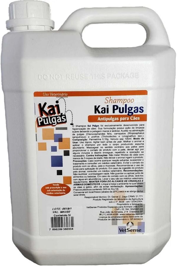 Shampoo Kai Pulgas Vetsense – 5 Litros