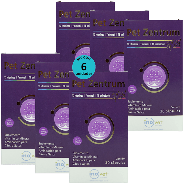 PET ZENTRUM SOFT GEL COM 30 CÁPSULAS PARA CÃES E GATOS KIT COM 6