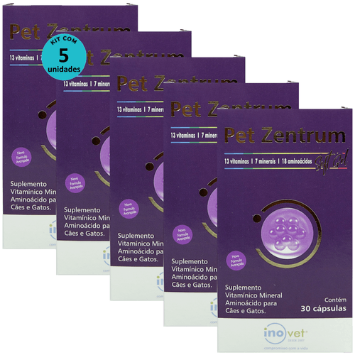 PET ZENTRUM SOFT GEL COM 30 CÁPSULAS PARA CÃES E GATOS KIT COM 5