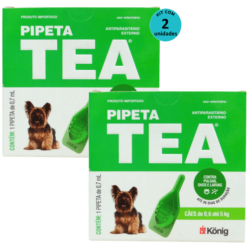 Pipeta Tea 0,7ml Antiparasitário Contra Pulgas para Cães de 0,6 até 5 Kg - König Kit Com 2