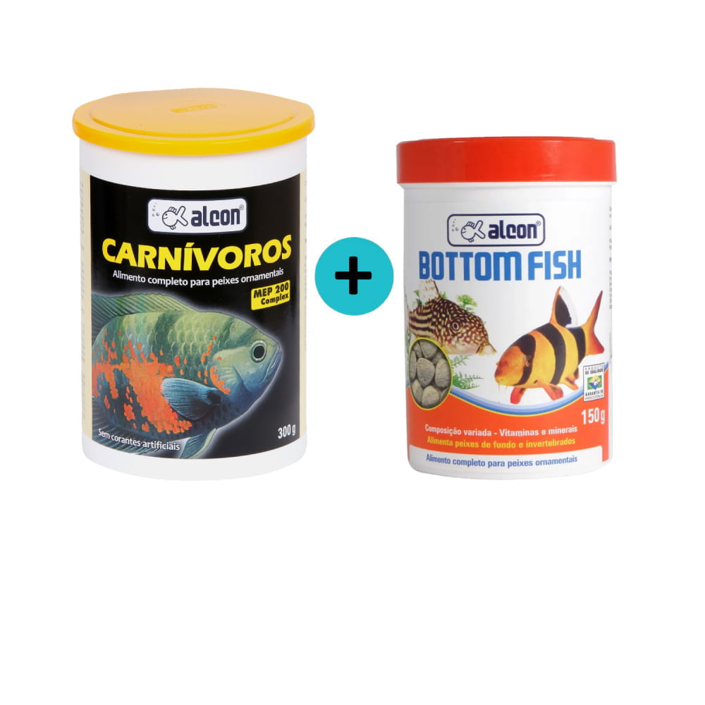 Kit 1 Ração Carnívoros 300g + 1 Ração Bottom Fish 150g - Alcon ...