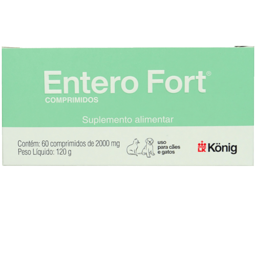 Suplemento Alimentar Entero Fort 2000mg C/ 60 Comp. para Cães e Gatos - König