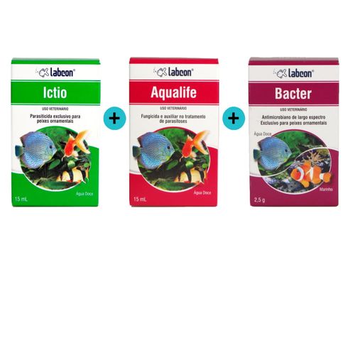 Kit 1 Ictio 15ml + 1 Aqualife 15ml + 1 Bacter 10 Cápsulas - Alcon