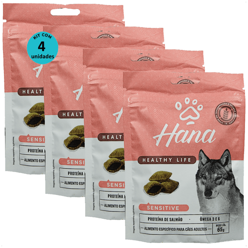 Kit 4 Snacks Hana Healthy Life Hypoallergenic - Proteção Antialérgica P/ Cães Adultos - 65g